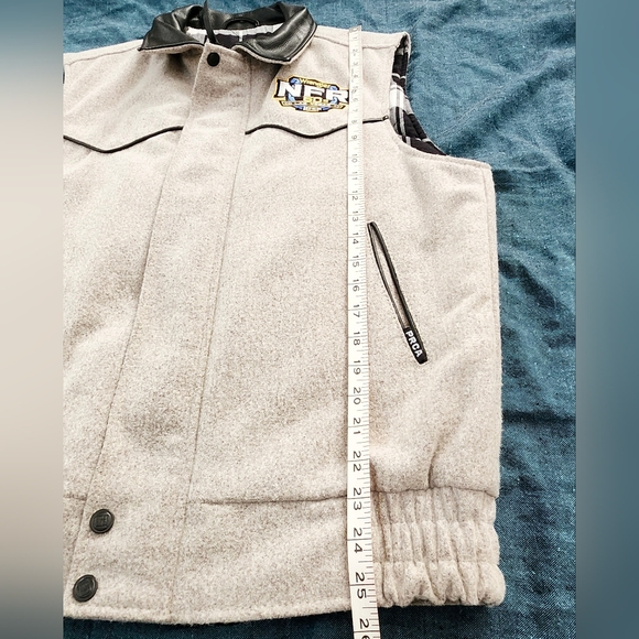 Wrangler Wool, Cotton & Leather Vest, 2018 NFR Las Vegas PRCA Gray Vest, Size S - Picture 14 of 16